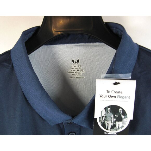 Moheen Blue Men's Short Sleeve Polo Shirt Moisture Wicking Performance Dry Fit G - Picture 2 of 6